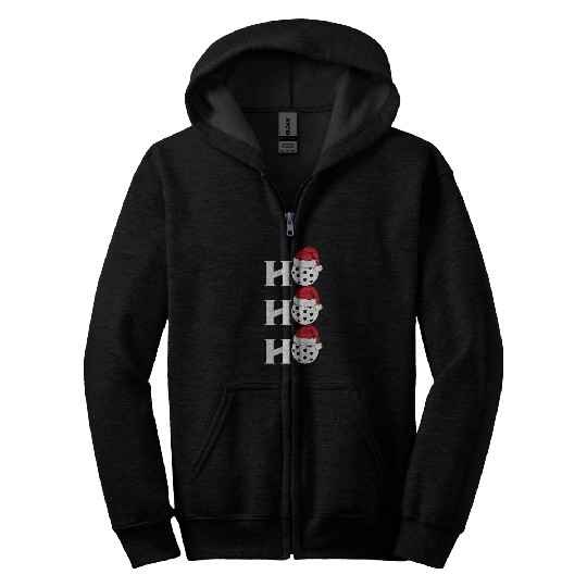 HO HO HO Funny Christmas Pickleball Santa Claus Hat Meme Zip Hoodies