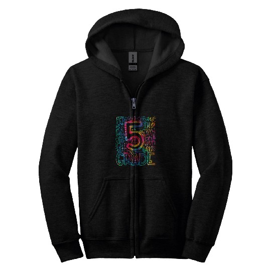 Tie Dye 5th Grade Back To School Teacher Student Typography Zip Hoodies