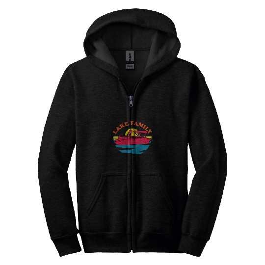 Lake Family Boating Weekend Summer Pontoon Boat Dad Mom Kid Zip Hoodies