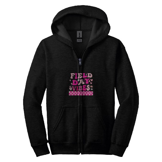 Field Day Vibes 2024 Funny for Teacher Student Kids Zip Hoodies