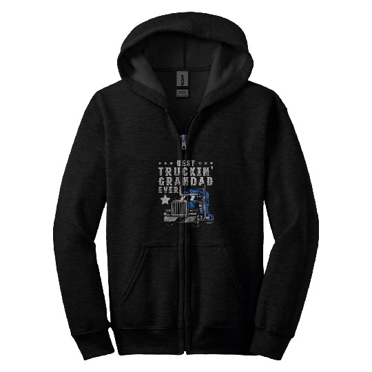 Mens Trucking Grandad Ever Fathers Day Trucker Truck Zip Hoodies