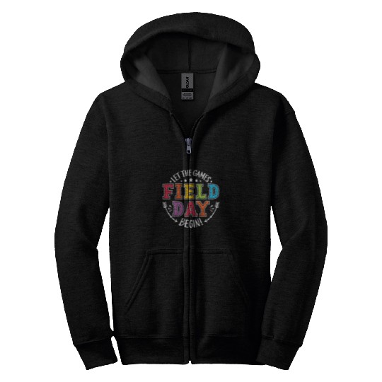 Field Day 2024 Let The Games Begin Teacher Kids Girls Boys Zip Hoodies
