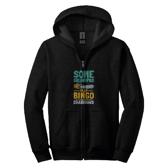 Mens Chainsaw Grandpa Wood Woodworker 1 Zip Hoodies