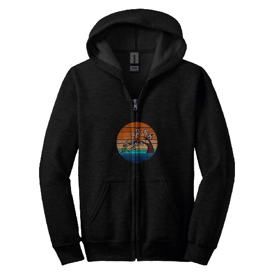vintages Japanese Bonsai Sunset Martial Arts Student Gift 1 Zip Hoodies