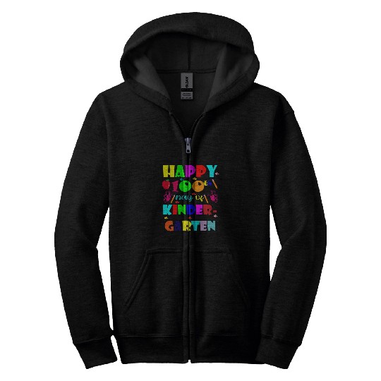 Happy 100th Day of Kindergarten Teacher or Student 19 Zip Hoodies