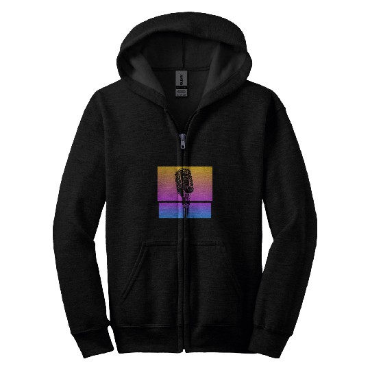 vintages Singer Vocalist Musician Retro Microphone Singing 7 Zip Hoodies