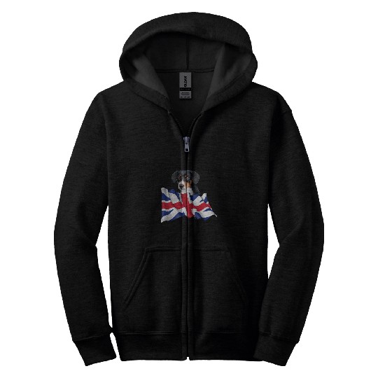 Union Jack Flag Dog Entlebucher Sennenhund Zip Hoodies