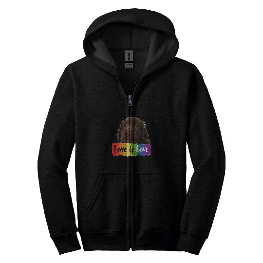 Love is Love Rainbow Dog Retriever FlatCoated Zip Hoodies