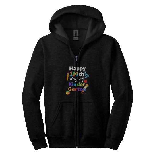 Happy 100th day of Kindergarten Teacher Student tee Zip Hoodies