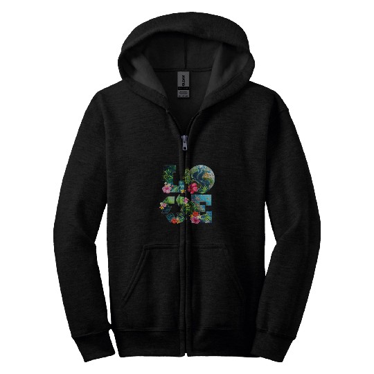 Love Earth Day Recycling Happy Earth Day 2024 Teacher Kids Zip Hoodies