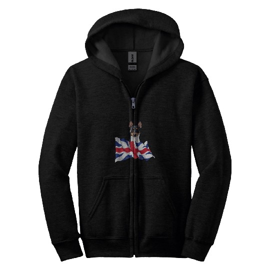 Union Jack Flag Dog Toy Fox Terrier Zip Hoodies