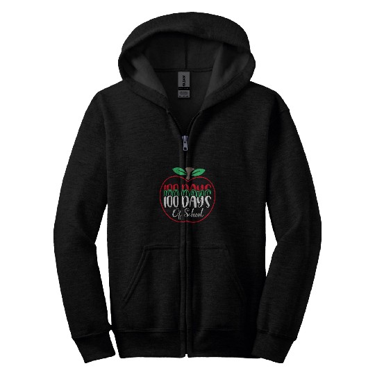 Happy 100th Day of Kindergarten Teacher or Student 21 Zip Hoodies