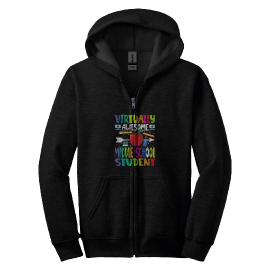 Virtually Awesome Middle School Student Back To School Zip Hoodies