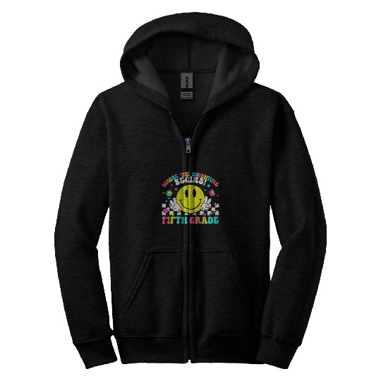 Fifth Grade Where The Adventure Begins Gift Back To School Zip Hoodies