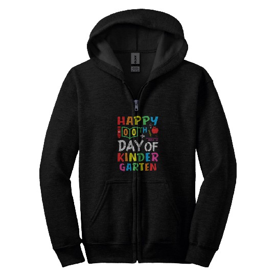 Happy 100th Day of Kindergarten Teacher And Student 1 Zip Hoodies