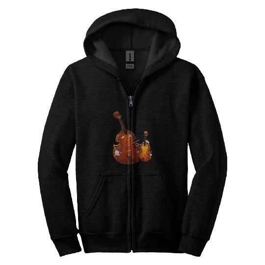 vintages Violin Viola Cello Student Teacher Illustration Zip Hoodies
