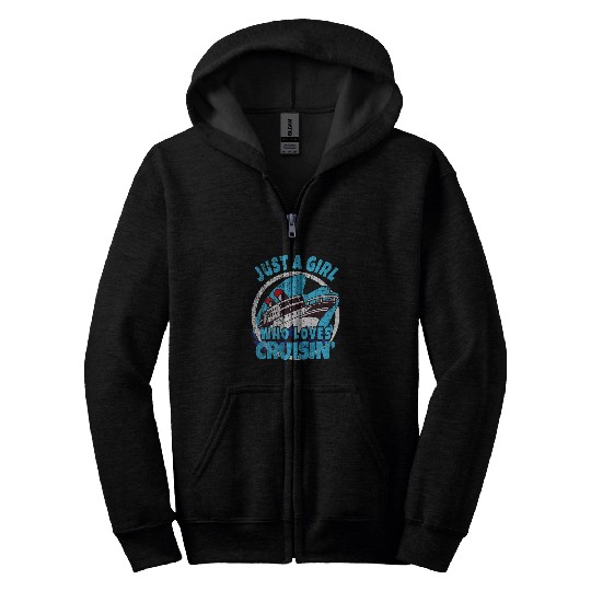 Just A Girl Who Loves Cruisin Boat Cruise Boys Toddler Zip Hoodies