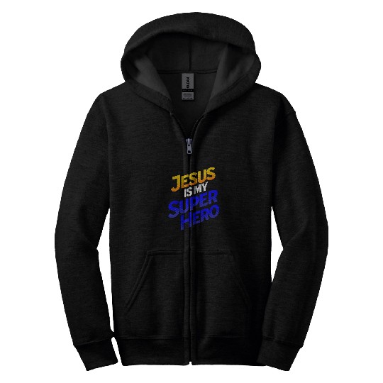 Jesus Is My Superhero Comic Book Christian Zip Hoodies