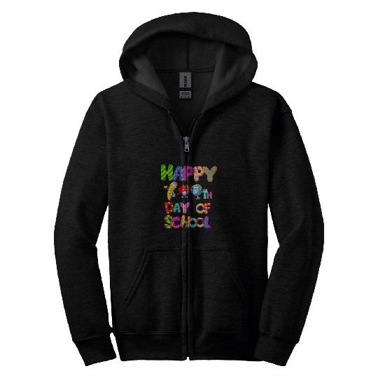 Happy 100th Day of School Kindergarten Teacher Student Zip Hoodies