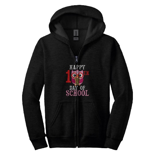 Happy 100th Day Of School Owl Cute Teacher Student Girls Owl Zip Hoodies