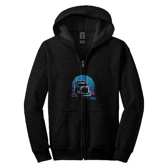 Trucker American Flag Big Rig SemiTrailer Truck Driver 27 Zip Hoodies