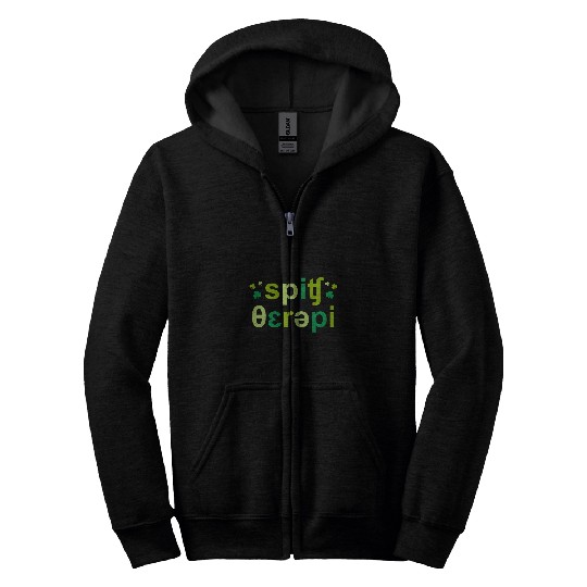 St Patricks Day 2024 Retro Speech Therapy SLP SLPA Therapist Zip Hoodies