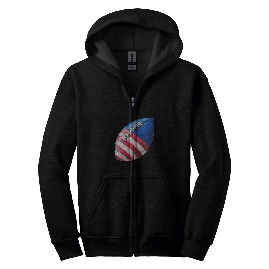 Colorful American Football USA Flag Watercolor Rugby Ball Zip Hoodies