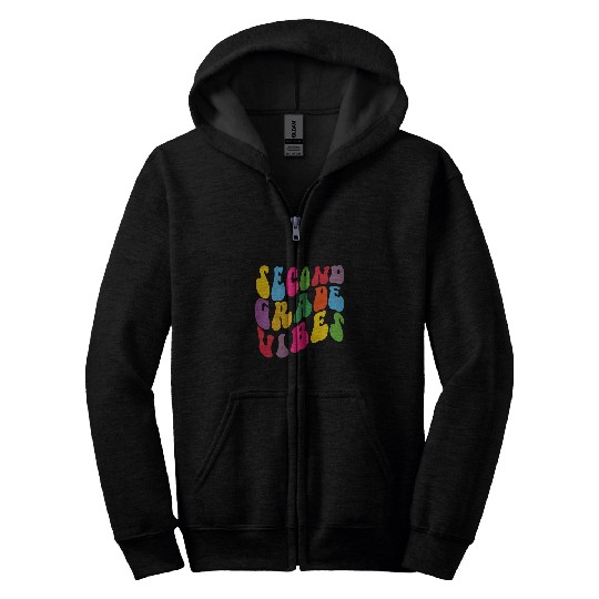 Second Grade Vibes Teacher Student Back To School Zip Hoodies
