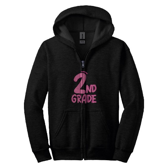 Second Grade Pink Girls Boys Teacher Team 2nd Grade Squad Zip Hoodies