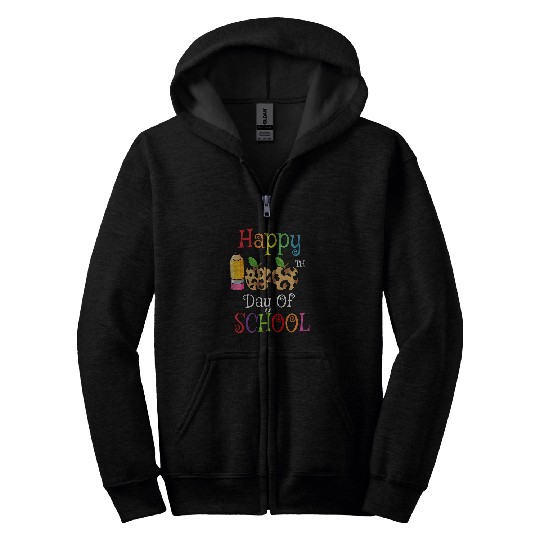 Happy 100th Day Of School Leopard print teacher student 1 Zip Hoodies