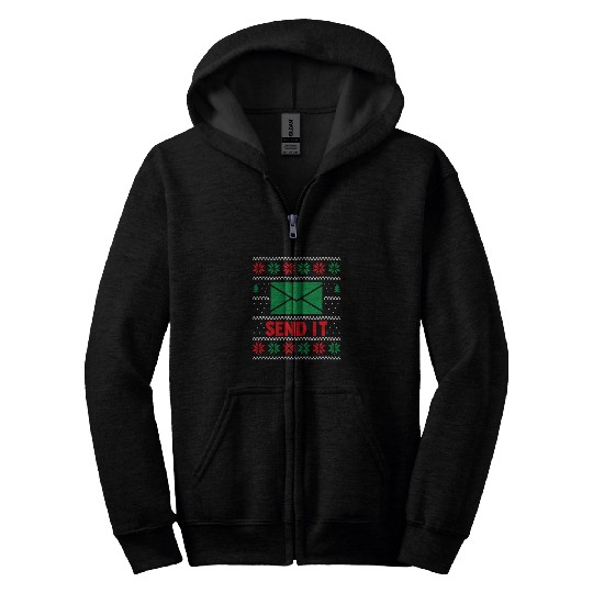 Send It Mail Carrier Postal Worker Mailman xmass Christmas Zip Hoodies