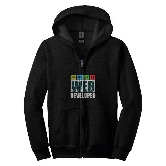 Web Developer Coding Ninja Programmer HTML CSS JavaScript Zip Hoodies