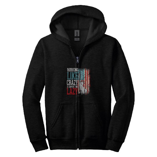 Working Like crazys Hard Worker Employed Lazy Sloth Support Zip Hoodies