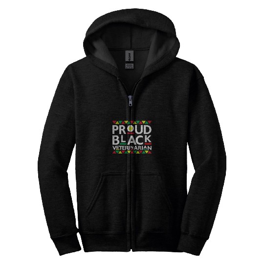 Proud Black Veterinarian African American History Pride Zip Hoodies