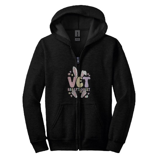 Vet Receptionist Easter Bunny Veterinary Receptionist Zip Hoodies