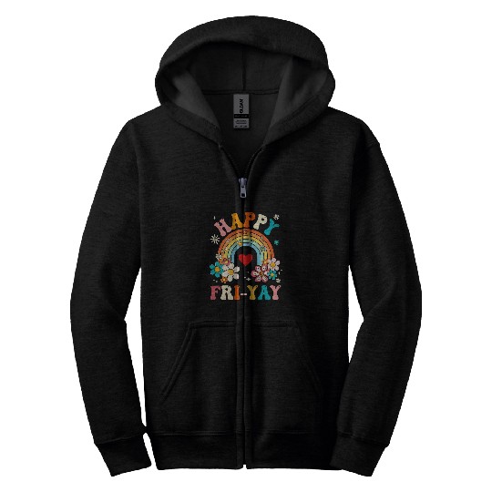 Groovy Happy FriYay Friday Lovers Fun Teacher Zip Hoodies