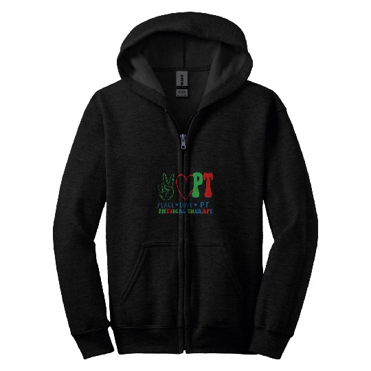 Peace Love pt Physical Therapy Sekelton Massage Therapy Zip Hoodies