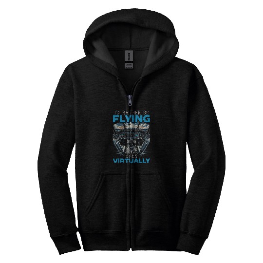 Flight Simulator Aviation Console Pilot Flight Simulation 4 Zip Hoodies