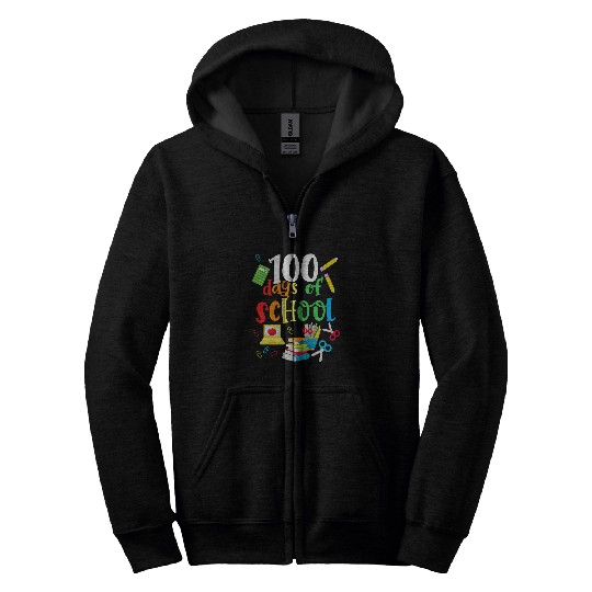 Happy 100th Day of School Teacher Student Kids Adults Zip Hoodies