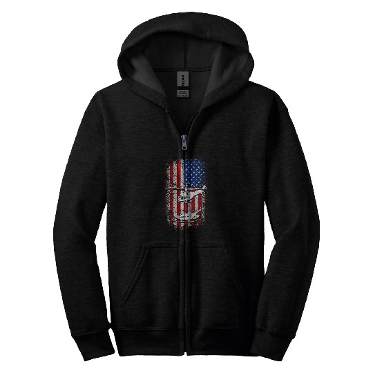 Usa American Flag Helicopter 4th Of July Zip Hoodies