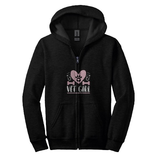Vet Girl Veterinarian Girl Pink Zip Hoodies