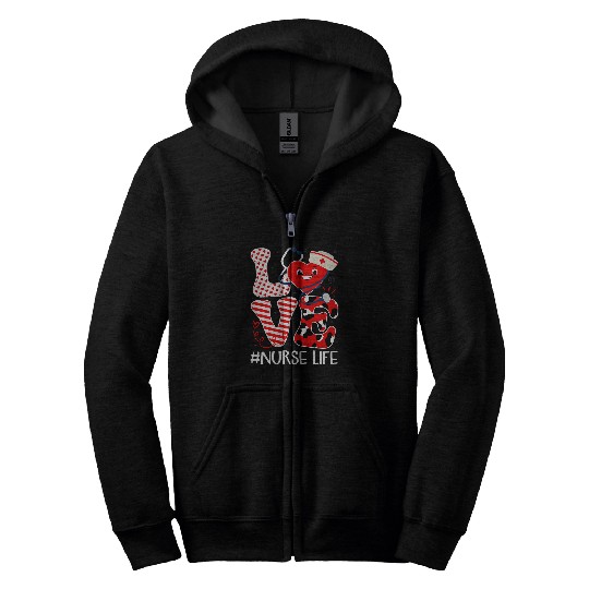 nurses Valentines Day Apparel Gifts For Women Zip Hoodies