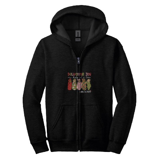 Funny Delivering Joy One Baby At A Time LD nurses Christmas Zip Hoodies