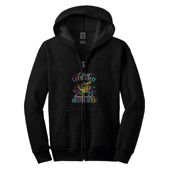 I Just Officially Graduated kindergarten Dinosaur Kids Zip Hoodies