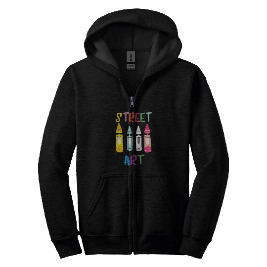 Street Art Kindergarten Students Back To School Crayon Zip Hoodies
