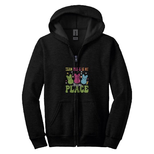 happy easter teacher student team prek is my hoppy place Zip Hoodies