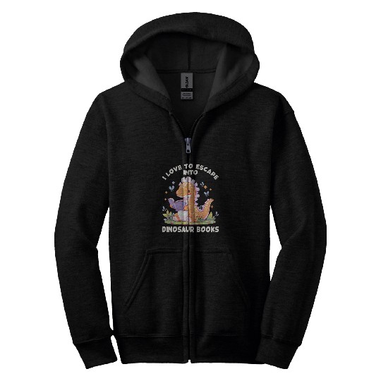 Dino Book Reading Dinosaur Reading Lovers Dinosaur Book Zip Hoodies
