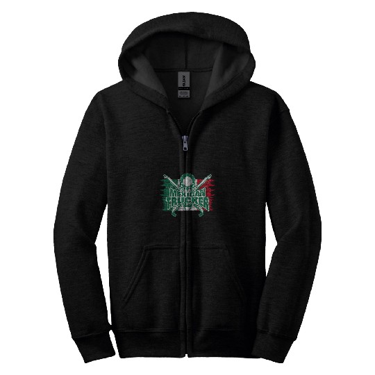 Proud Mexican Trucker Crossed Exhaust Stacks Flag Of Mexico Zip Hoodies