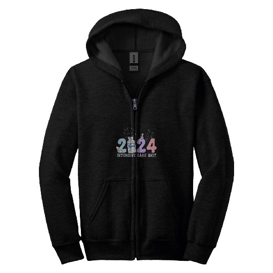 ICU New Year Eve 2024 Intensive Care Unit ICU nurses Crew Cvi Zip Hoodies