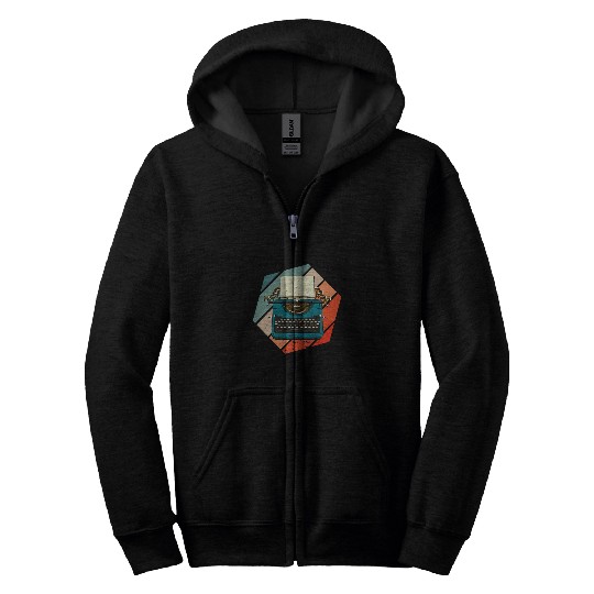 Writer Retro Book Lover Reading Novel Writing Typewriter Zip Hoodies